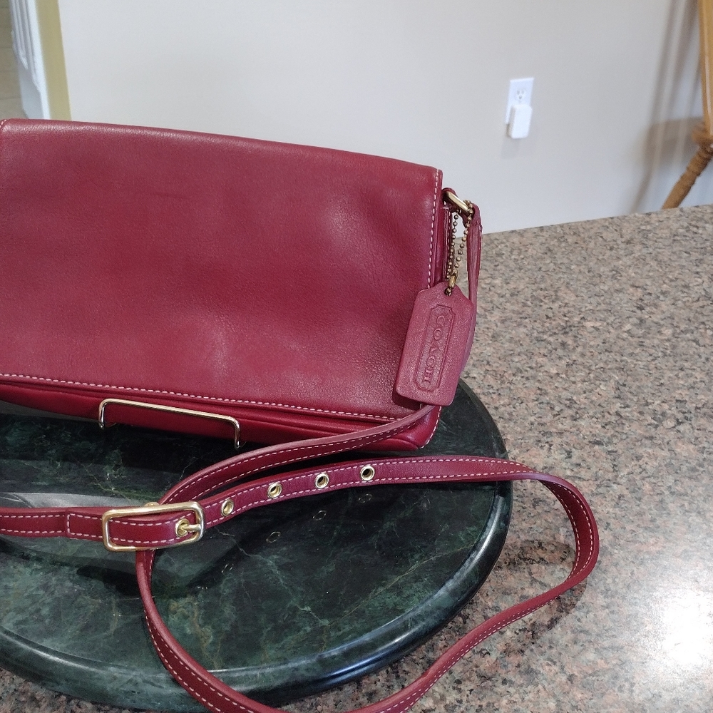 Coach Vintage Red Leather Flap Crossbody Bag - Picture 11 of 14